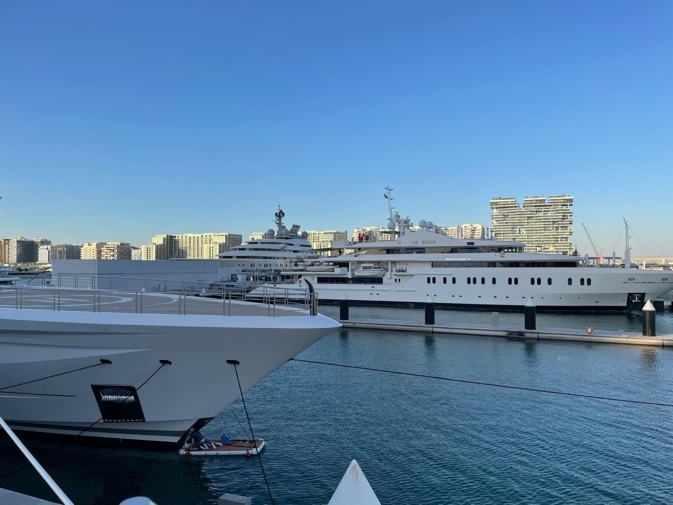 Superyachts in a Mediterranean marina